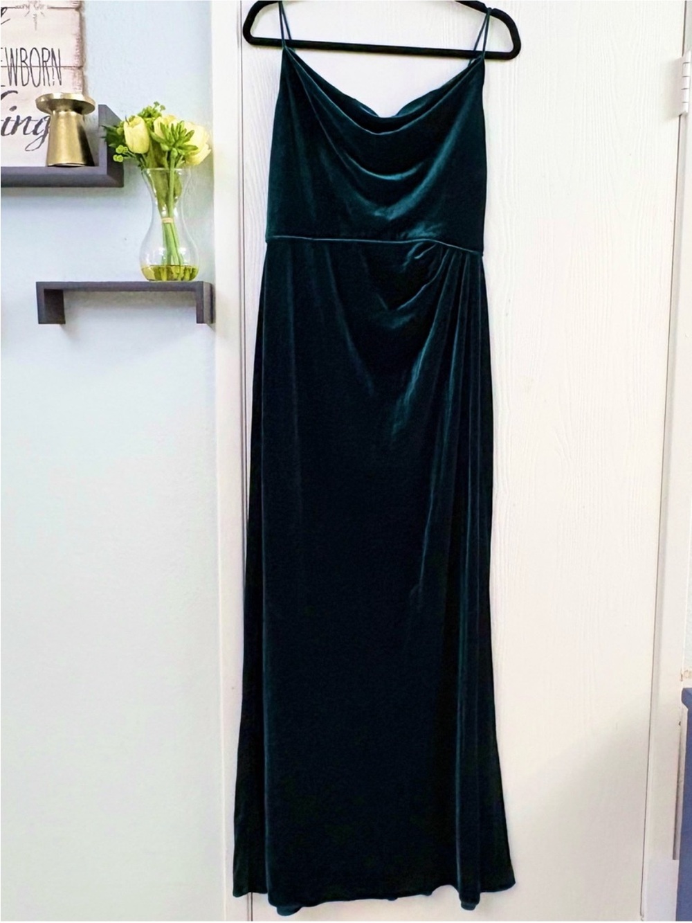 Adrianna Papell Emerald Green Velvet Cowl Neck Maxi Dress